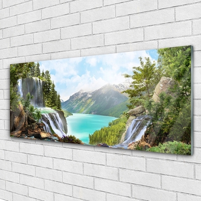 Plexisklo-obraz Záliv Vodopád Hory