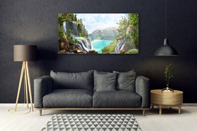 Plexisklo-obraz Záliv Vodopád Hory