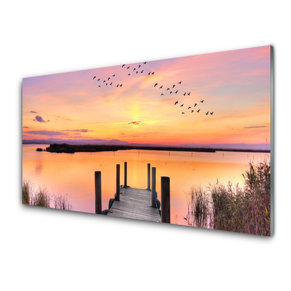 Plexisklo-obraz Molo Západ Slunce Jezero