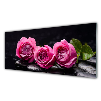 Plexisklo-obraz Růže Kameny Zen Lázně Příroda