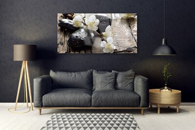 Plexisklo-obraz Květiny Kameny Zen
