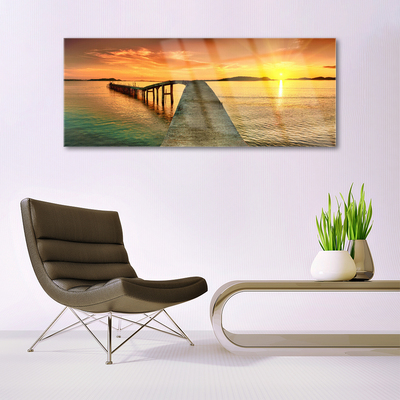Plexisklo-obraz Moře Slunce Most Krajina