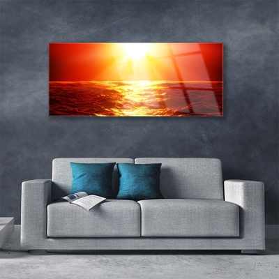 Plexisklo-obraz Západ Slunce Moře Vlna