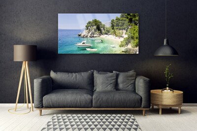 Plexisklo-obraz Moře Pláž Skály Lodě
