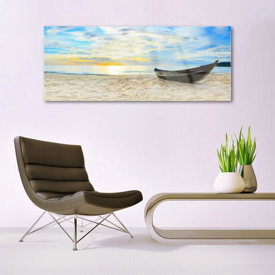 Plexisklo-obraz Loď, pláž, moře
