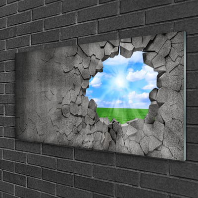 Plexisklo-obraz Dziura Popękana Ściana