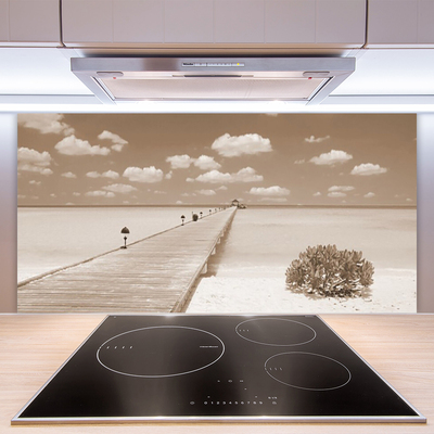 Kuchyňský skleněný panel Moře Most Krajina