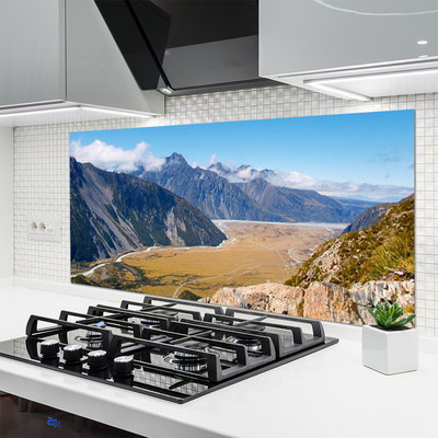 Kuchyňský skleněný panel Hory Údolí Krajina