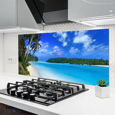 Kuchyňský skleněný panel Pláž Palmy Moře Krajina
