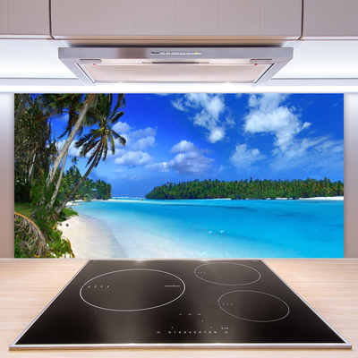 Kuchyňský skleněný panel Pláž Palmy Moře Krajina