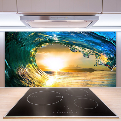 Kuchyňský skleněný panel Vlna Moře Západ Příroda