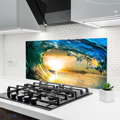 Kuchyňský skleněný panel Vlna Moře Západ Příroda
