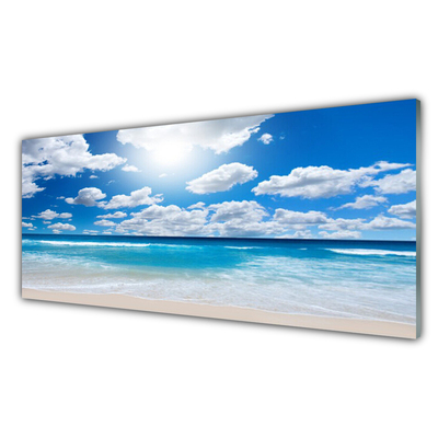 Kuchyňský skleněný panel Moře Pláž Mraky Krajina