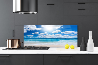 Kuchyňský skleněný panel Moře Pláž Mraky Krajina