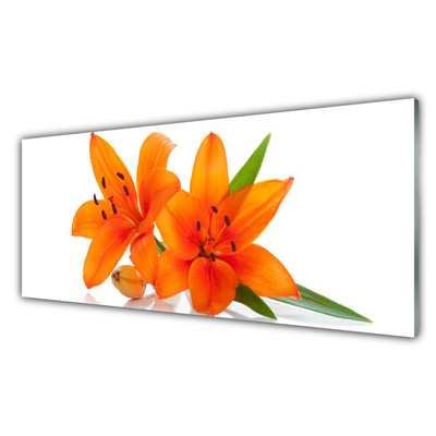 Kuchyňský skleněný panel Oranžové Květiny