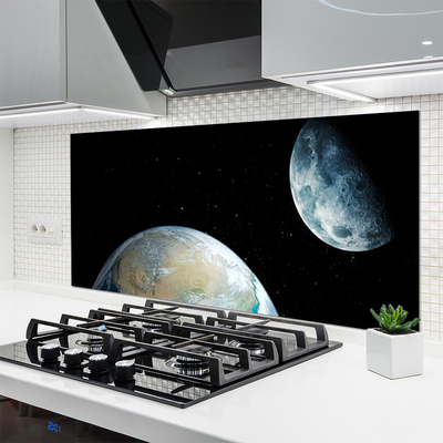 Kuchyňský skleněný panel Měsíc Země Vesmír