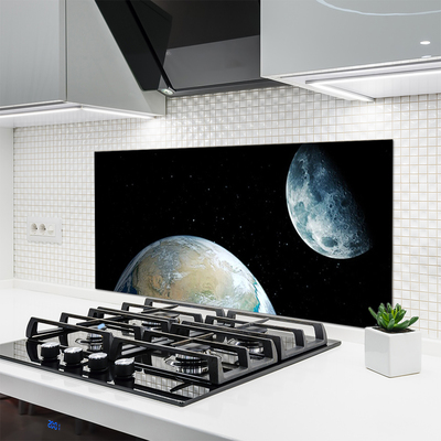 Kuchyňský skleněný panel Měsíc Země Vesmír