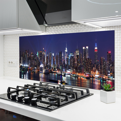 Kuchyňský skleněný panel Mrakodrapy Město Domy