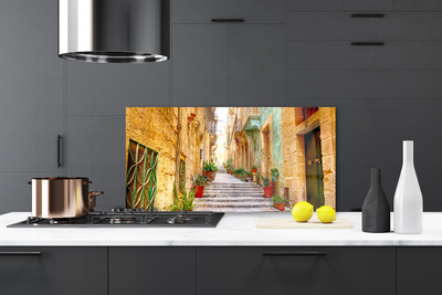 Kuchyňský skleněný panel Staré Město Cesta Domy