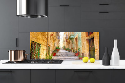 Kuchyňský skleněný panel Staré Město Cesta Domy