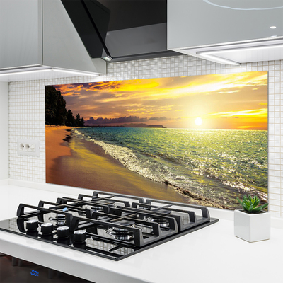 Kuchyňský skleněný panel Slunce Pláž Moře Krajina