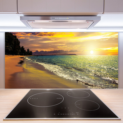 Kuchyňský skleněný panel Slunce Pláž Moře Krajina