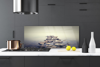 Kuchyňský skleněný panel Kameny Voda Krajina
