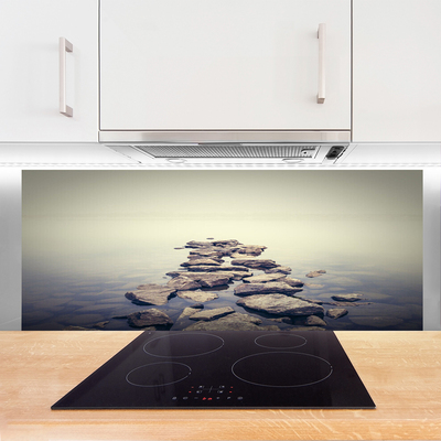 Kuchyňský skleněný panel Kameny Voda Krajina