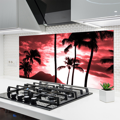 Kuchyňský skleněný panel Hora Palmy Stromy Příroda
