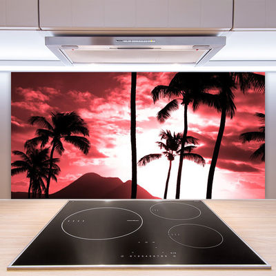 Kuchyňský skleněný panel Hora Palmy Stromy Příroda