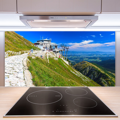 Kuchyňský skleněný panel Hory Stezka Krajina