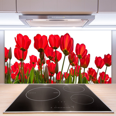 Kuchyňský skleněný panel Květiny