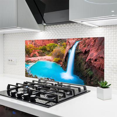 Kuchyňský skleněný panel Vodopád Hory Příroda