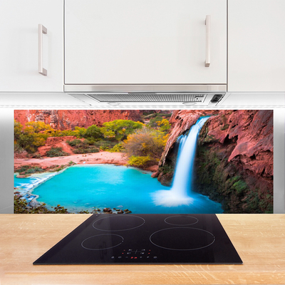 Kuchyňský skleněný panel Vodopád Hory Příroda