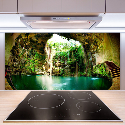 Kuchyňský skleněný panel Vodopád Krajina