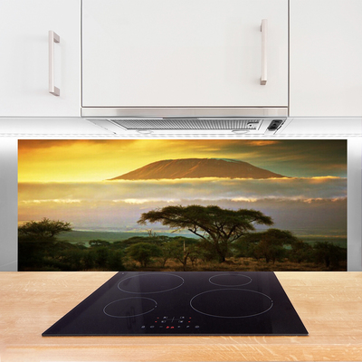 Kuchyňský skleněný panel Strom Hory Příroda