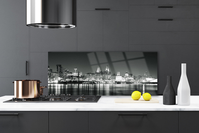 Kuchyňský skleněný panel Město Voda Domy