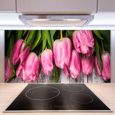 Kuchyňský skleněný panel Tulipány