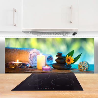 Kuchyňský skleněný panel Svíčky Ručník Umění