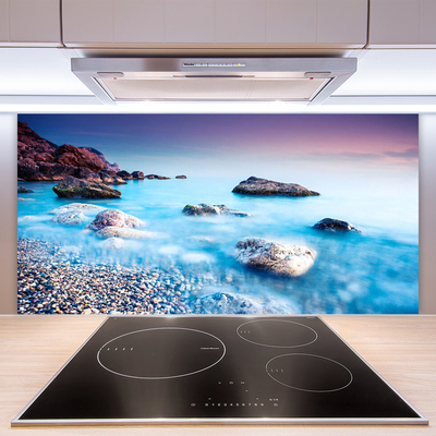 Kuchyňský skleněný panel Moře Kameny Krajina