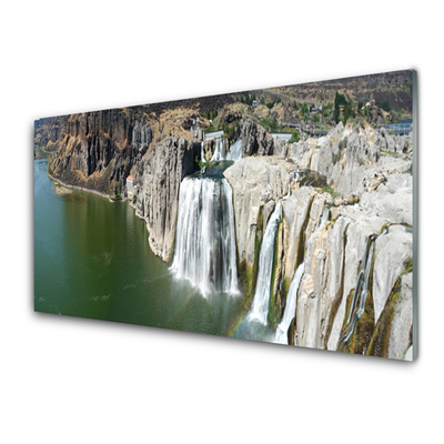 Kuchyňský skleněný panel Vodopád Jezero Krajina
