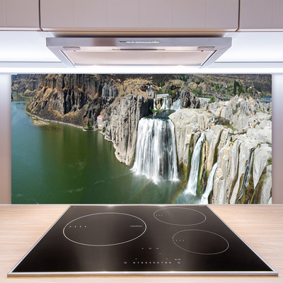 Kuchyňský skleněný panel Vodopád Jezero Krajina