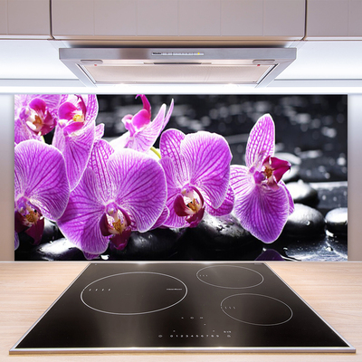 Kuchyňský skleněný panel Květ Kameny
