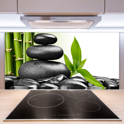 Kuchyňský skleněný panel Kameny Listy Umění