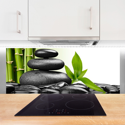Kuchyňský skleněný panel Kameny Listy Umění
