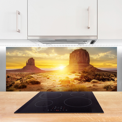 Kuchyňský skleněný panel Poušť Slunce Krajina