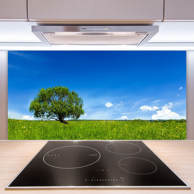 Kuchyňský skleněný panel Tráva Strom Příroda