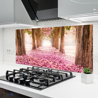 Kuchyňský skleněný panel Strom Růže Květiny Příroda