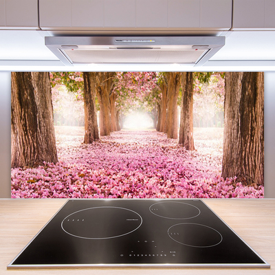 Kuchyňský skleněný panel Strom Růže Květiny Příroda