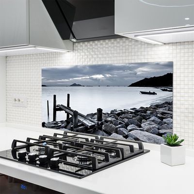 Kuchyňský skleněný panel Pláž Kameny Krajina